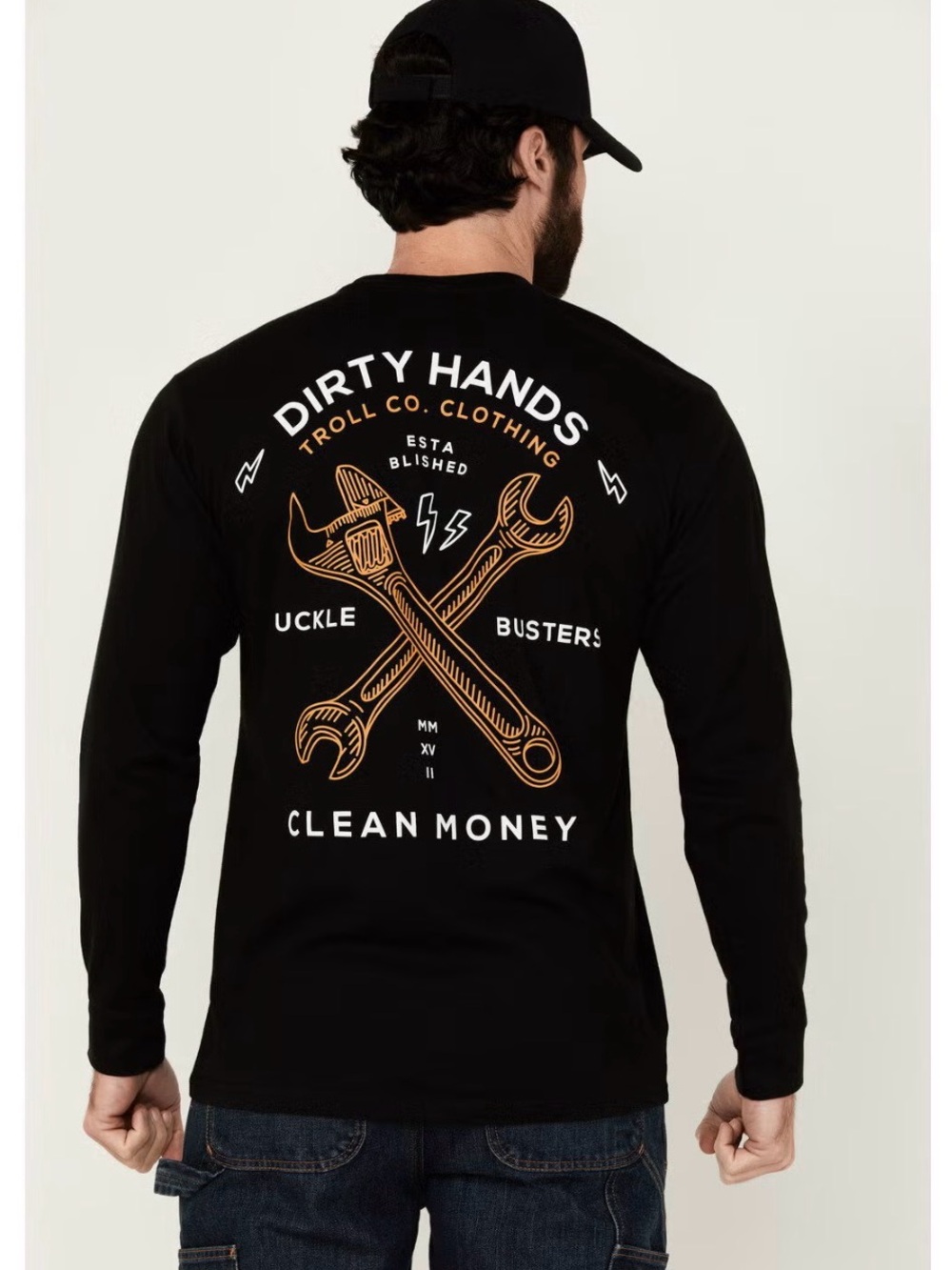 Troll Co mens "Dirty Hands" Long Sleeve Graphic Shirt size medium